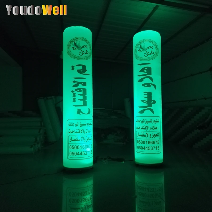 2 PCS Beautiful Inflatable Lighting Pillar Column Advertising Decoration With Print Logo For Party