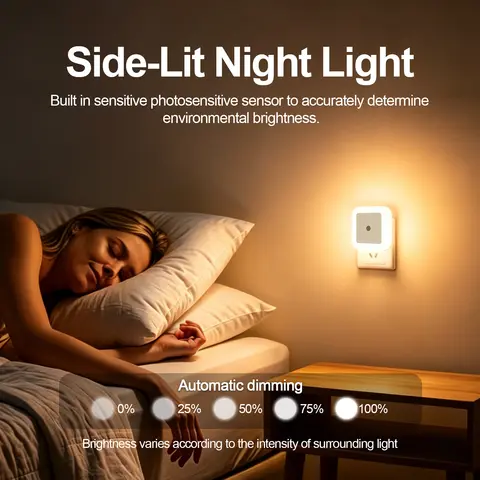 6 Pack LED Plug In Night Light, Dusk to Dawn Sensor Automatic Nightlight, Energy Efficient Wall Lamp with Light Sensor, Soft Lighting for Bedroom, Bathroom, Kitchen, Hallway, Stairs, Living Room, Nursery, Kids Room and Home Indoor Decor