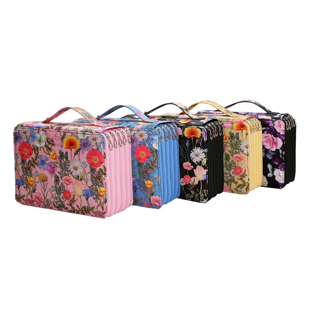 Multiple Zipper Designs Allow Stationery and Small Items to Be Organized in Their Respective Compartments Student Stationery Organizer—120/200/252/300 Hole Design, Durable Fabric Storage Bag, Suitable for Pencils, Markers, Scissors—Portable Office Art Supplies Storage Box, Floral Decoration, Art Supplies Storage, Colorful Illustrations, Sturdy Structure, Portable Single-Piece Colored Pencil Organizer, Keeps Desk Tidy and Clean.