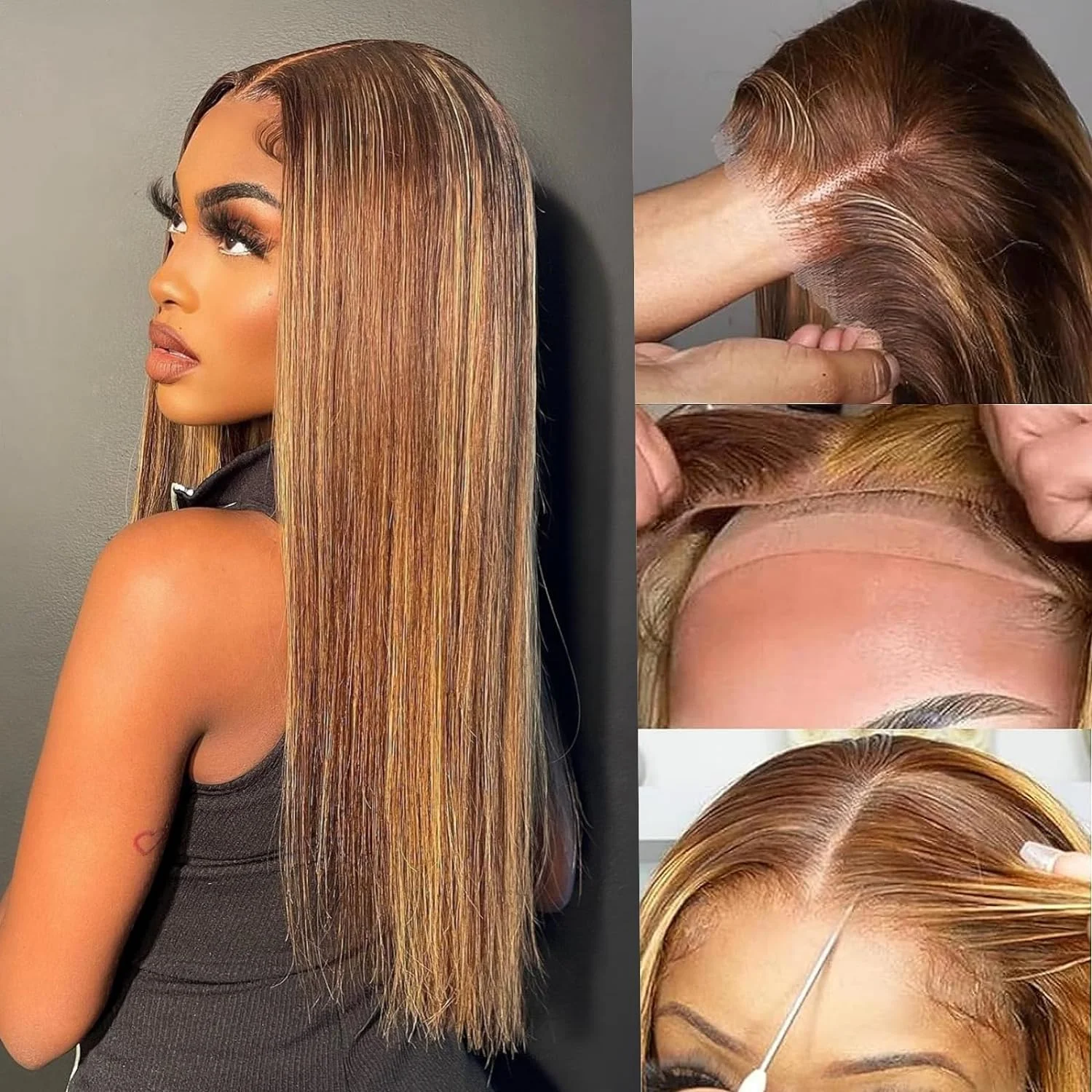 

Highlight Glueless Wig Human Hair Ready To Wear And Go For Women 13x6 Hd Frontal Straight Honey Blonde Lace Front Wigs On Sale