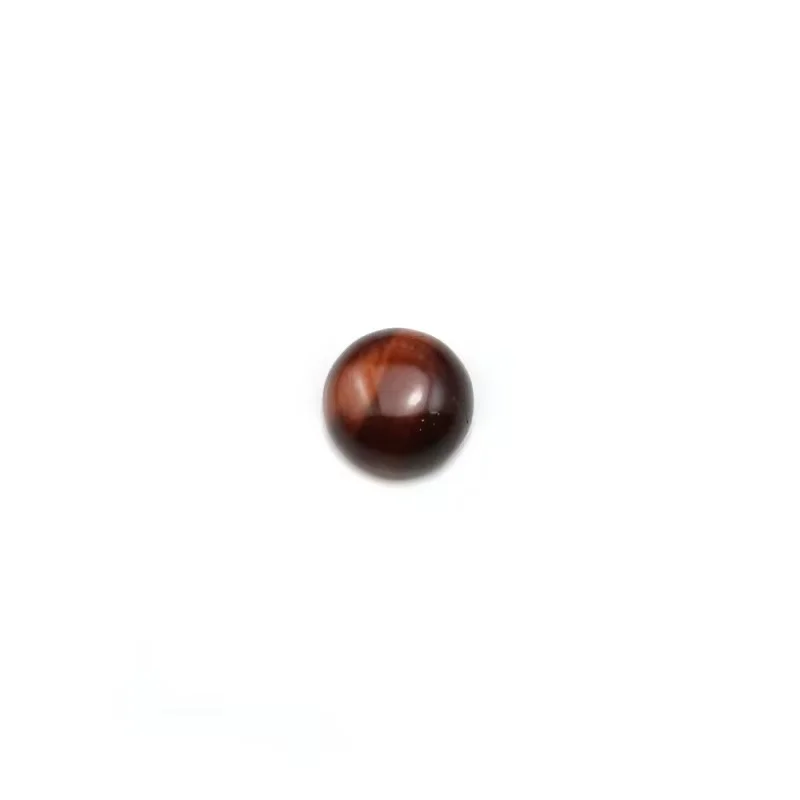 5pcs 2-10mm Red Tiger Eye Round Cabochon Beads No Hole Polished Flat Back for Necklace Pendant