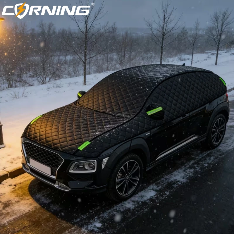 Autoabdeckung Winter Schnee- & Eisschutz Winddicht Wasserdicht Auto-Windschutzscheibenabdeckung mit Reflektorstreifen Allwetter-Schutz für SUV – Detail 2