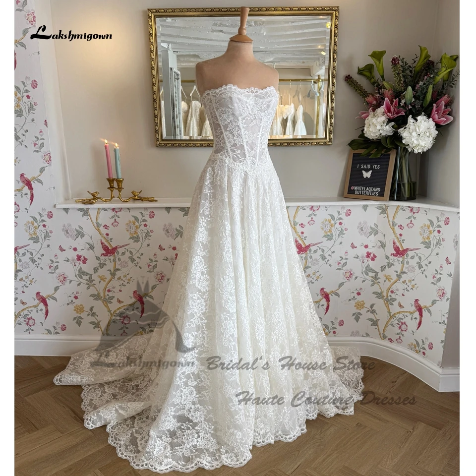 Lakshmigown Vintage Spitzen-Boho-Hochzeitskleider für Frauen 2026 Böhmische Landhaus-Brautkleider Schulterfrei Maßgeschneidert – Detail 5