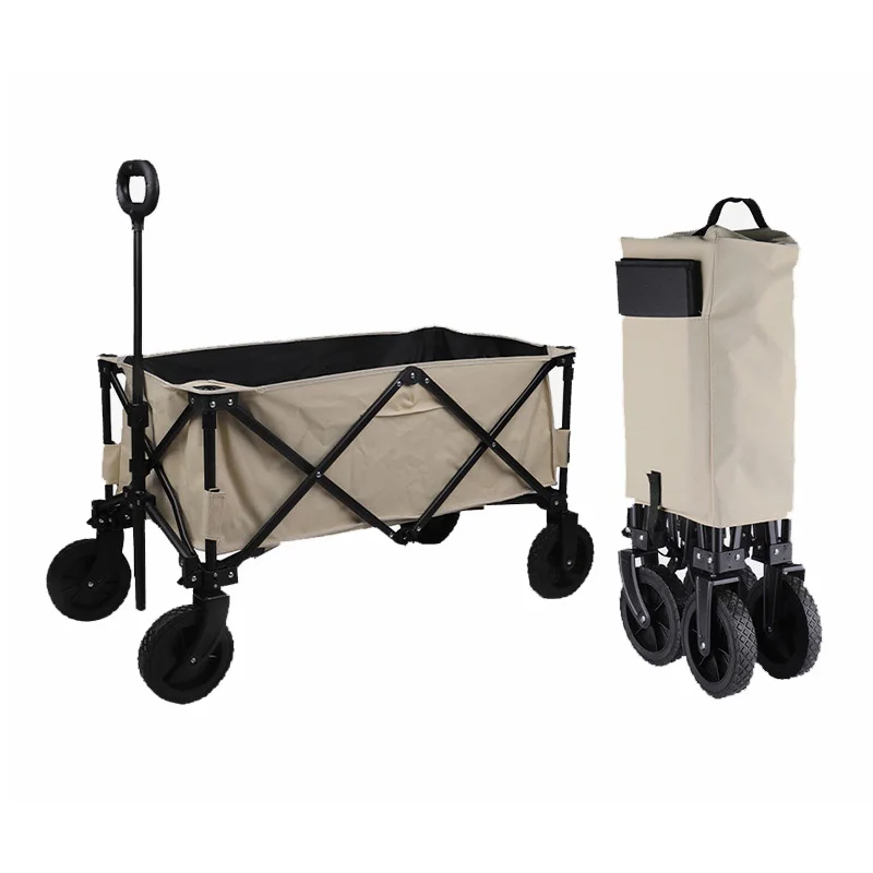 

Camping Cart Folding Wagon Portable Folding Cart For Camp Luggage Adjustable Trolley Pull-Cart Shopping Cart