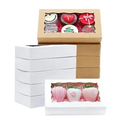 20pcs Kraft Paper Gift Box Containers with Clear Window-Perfect for Dessert,Pastry,Candy,Cookie Packaging, Wedding,Party