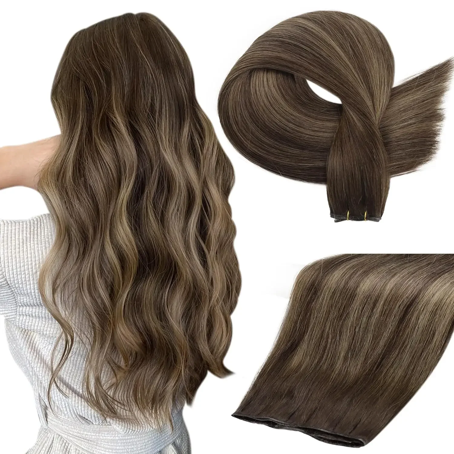 [NIEUW] Full Shine Genius Inslag Hair Extensions 100% Remy Menselijk Haar voor Vrouwen Natuurlijke Onzichtbare Hair Extensions Menselijk Haar Bundels - afbeelding 2