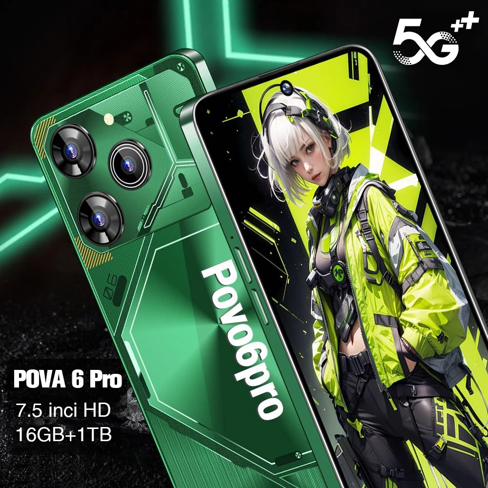 Smartphone Pova 6 Pro, téléphone portable Android 14, téléphone portable 5G, 2024 pouces, 16 Go + 1 To, épiature touristique, ileMorning, 50 + 7.3 MP, NDavid, 108 Nouveau, Original