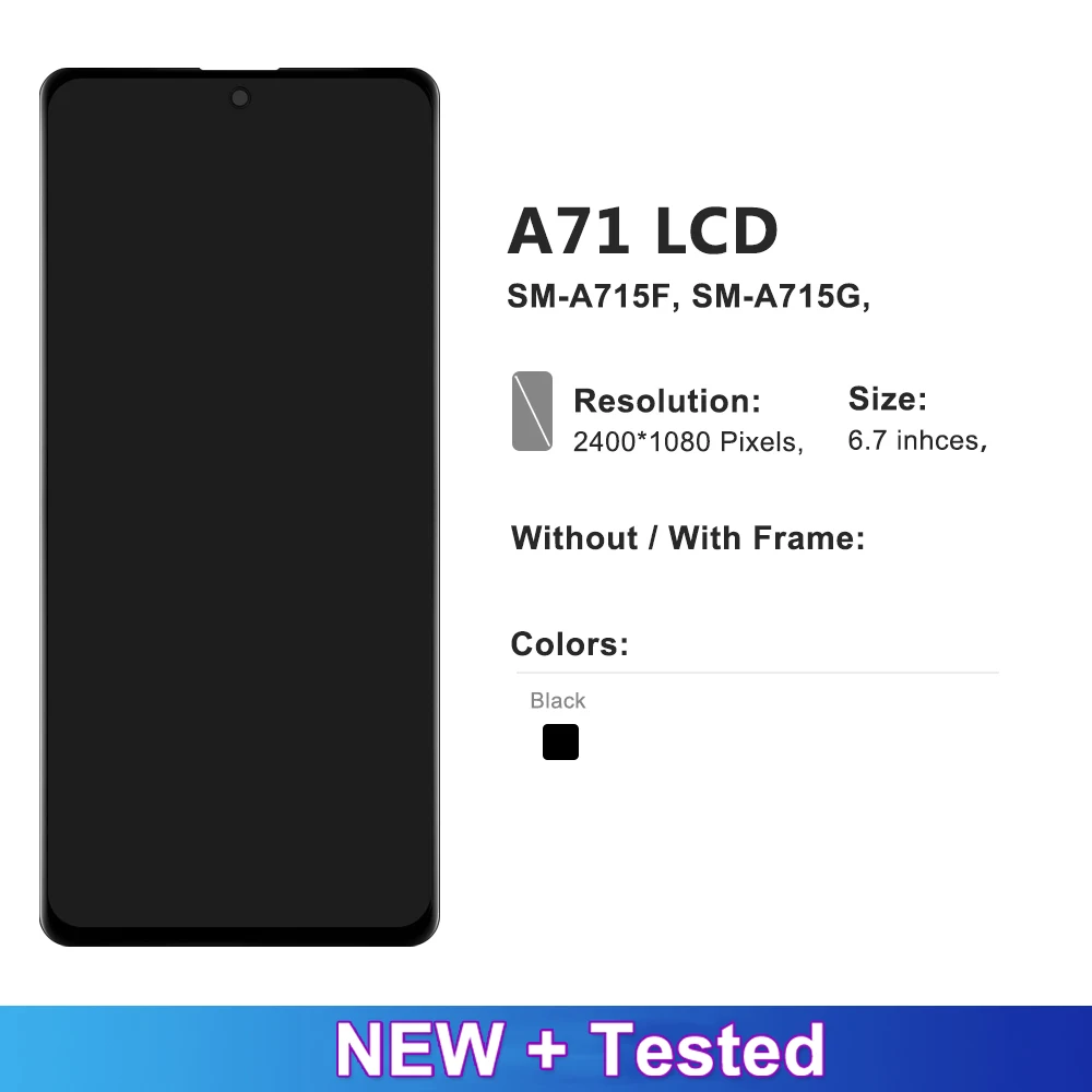 Imagem -02 - Tela Amoled para Samsung Galaxy A71 A715 A715f Display Lcd Tela de Toque Montagem Digitador Display Mais Frame