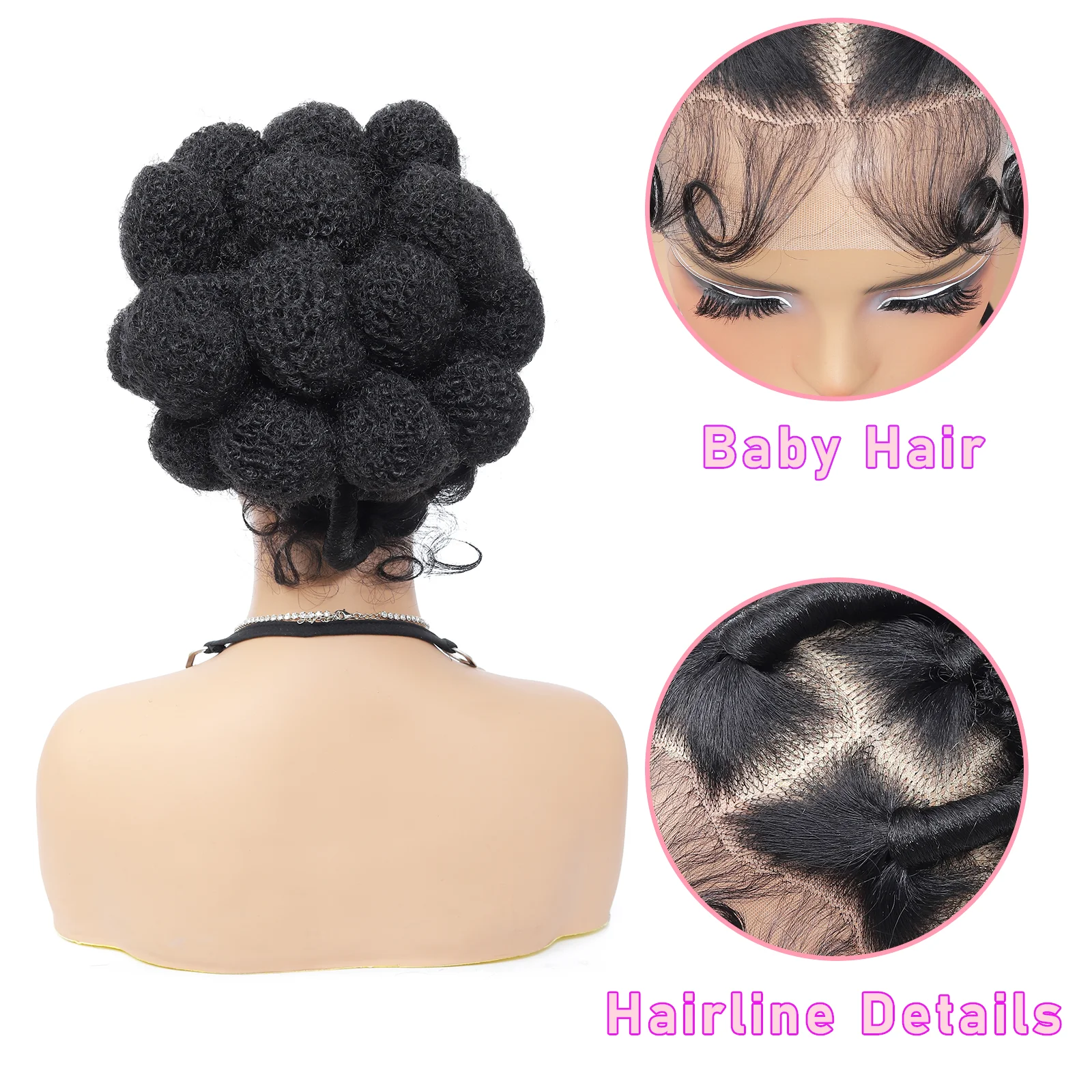 Synthetic Bantu Braided Wigs 11 Inches Full Lace Braided Wig with Baby Hair Afro Short Wigs Knotless Box Braids Wigs for Women image 2