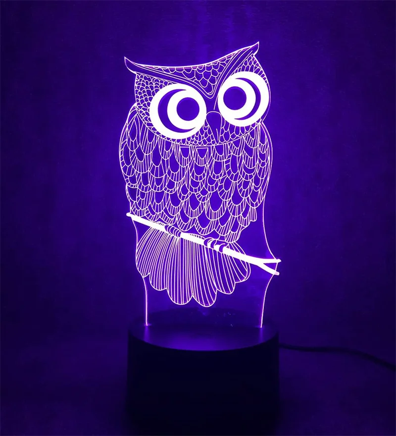 Animal Owl 3D Nightlight Bedroom Nightlight Cute Bird Toy Nightlight Creative New Strange Gift Desk Lamp USB Atmosphere Light