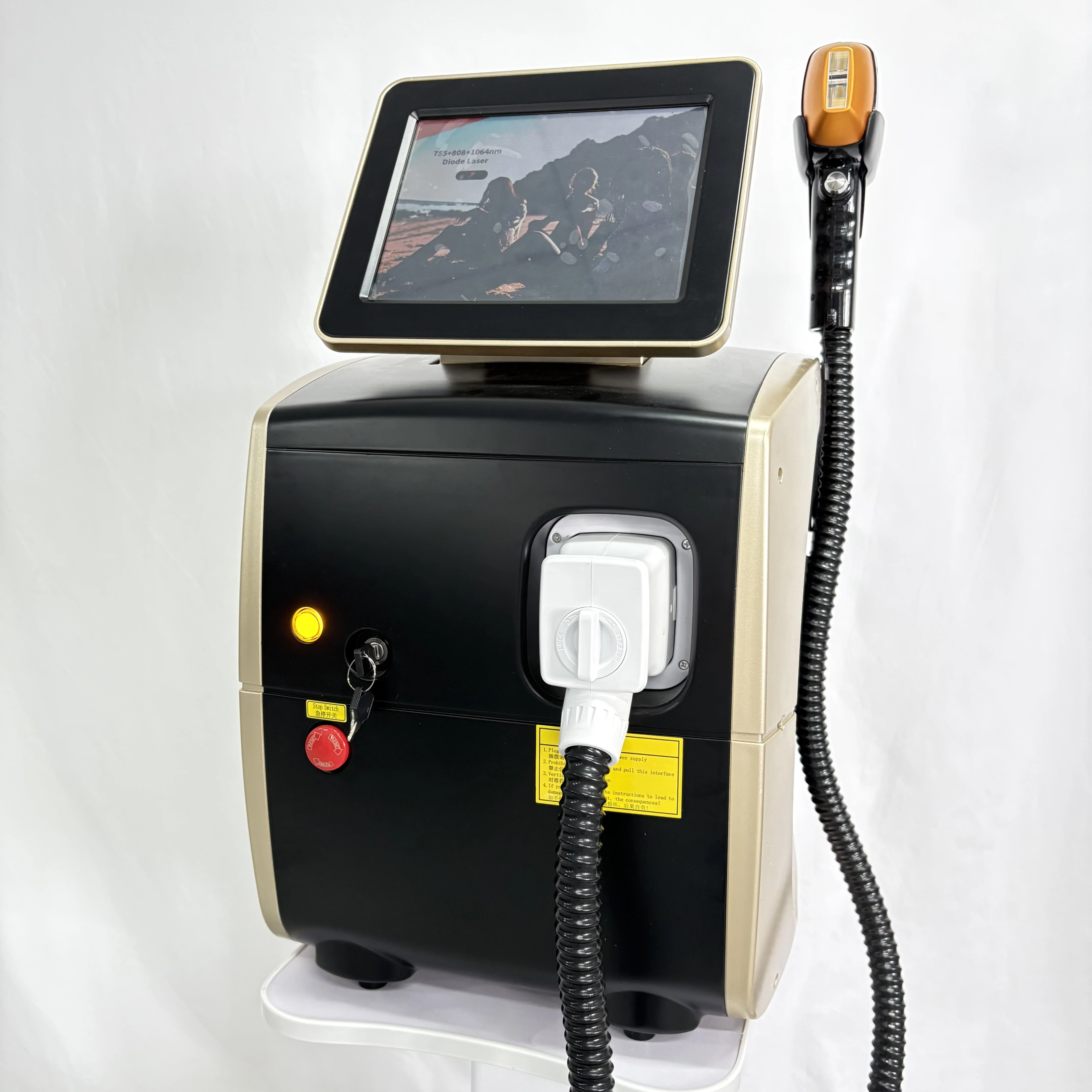 Nueva actualización de depilación láser de platino y hielo de Alejandrita, máquina de belleza de depilación indolora permanente con láser de 3 longitudes de onda