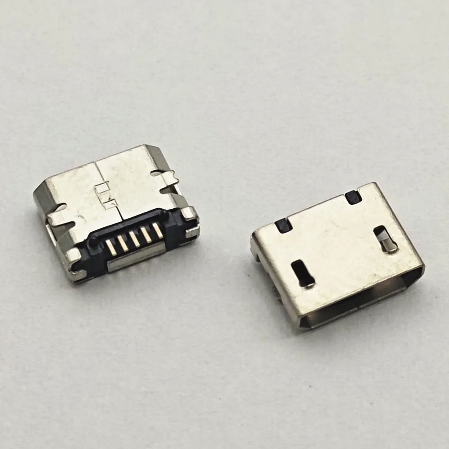 100 szt. Złącze Micro USB SMD gniazdo żeńskie Bez bocznego złącza Płaskie usta 5-pinowe Krótki pin do telefonu komórkowego Wtyk do transmisji danych Port ładowania — zdjęcie 2