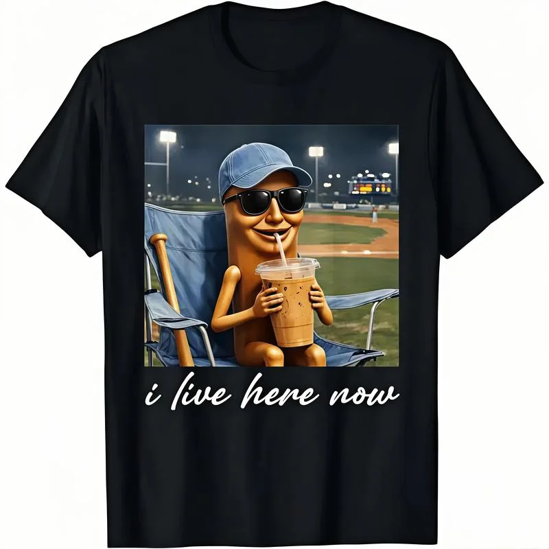 Unisex Loose-Fitting Crew Neck Short Sleeve Sports Graphic T-Shirt - Vintage Novelty Animal, Sausage Guy 