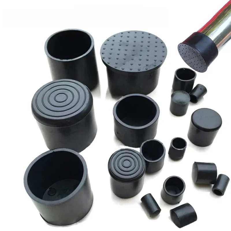 Coussinet de pied de chaise rond en caoutchouc, 6/8/10/12/14/16/20/25/30-120mm, bouchons d'extrémité de Table de pied de meubles, capuchons de protection de sol antidérapants muets en PVC