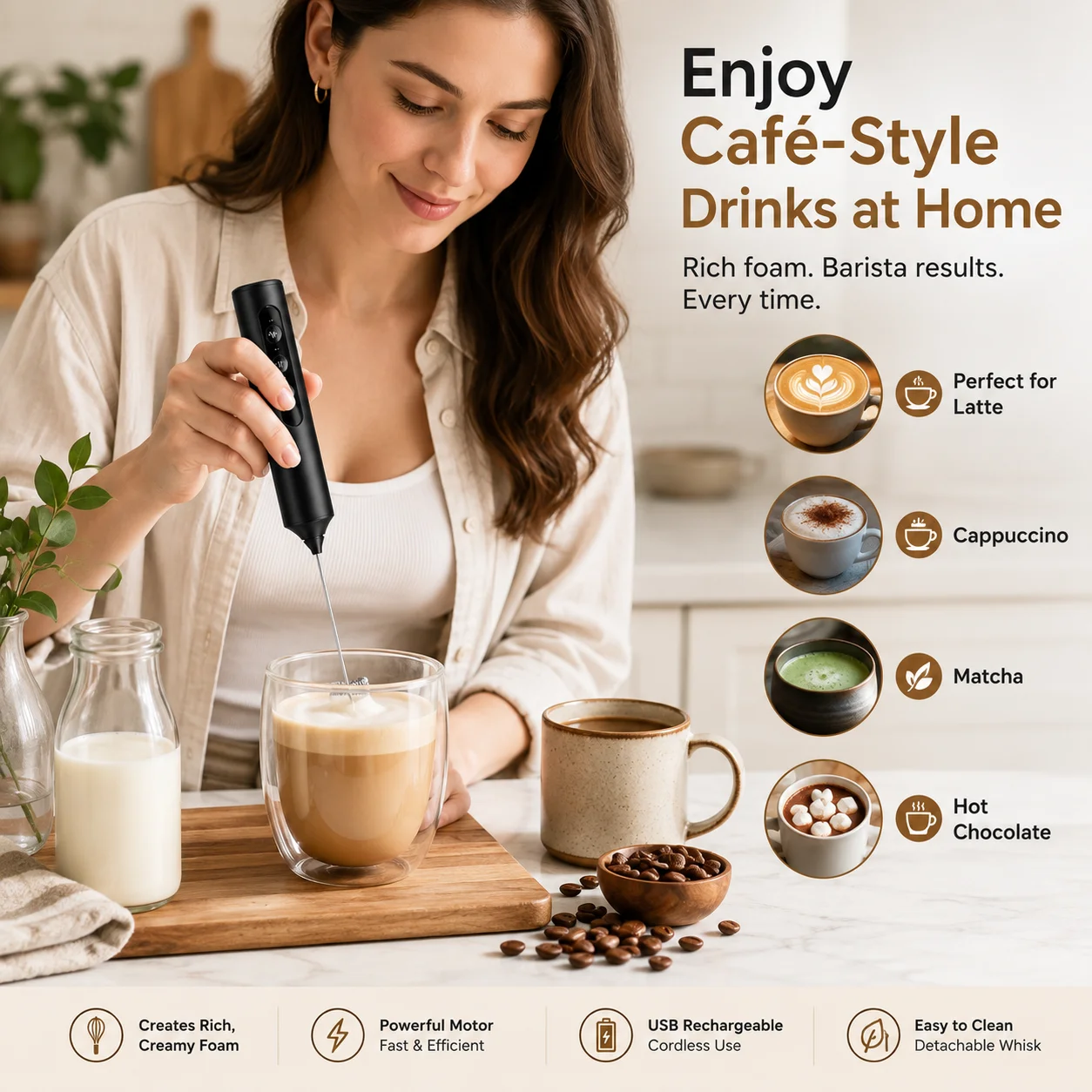 Tolife Electric Milk Frother H - огляд і ціна Portable Blender Usb Rechargeable