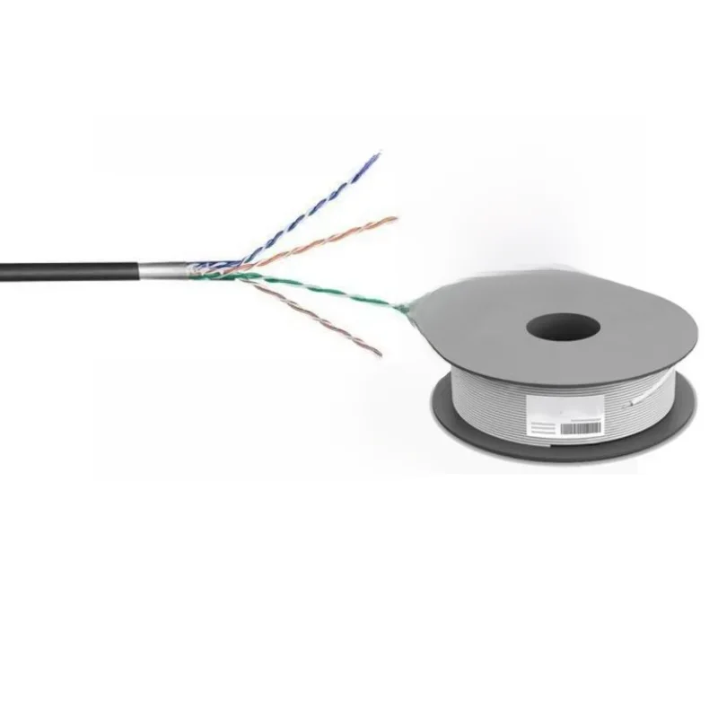 PHASAK-Carretel de cabo exterior, preto, F, UTP, Cat5e, 100 m, flexível, CCA