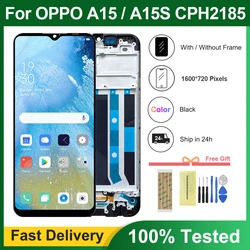 OPPO A15 A15S 오리지널 디스플레이 LCD 프레임 터치 스크린 디지타이저 어셈블리 교체, CPH2185, CPH2179, 6.52 인치