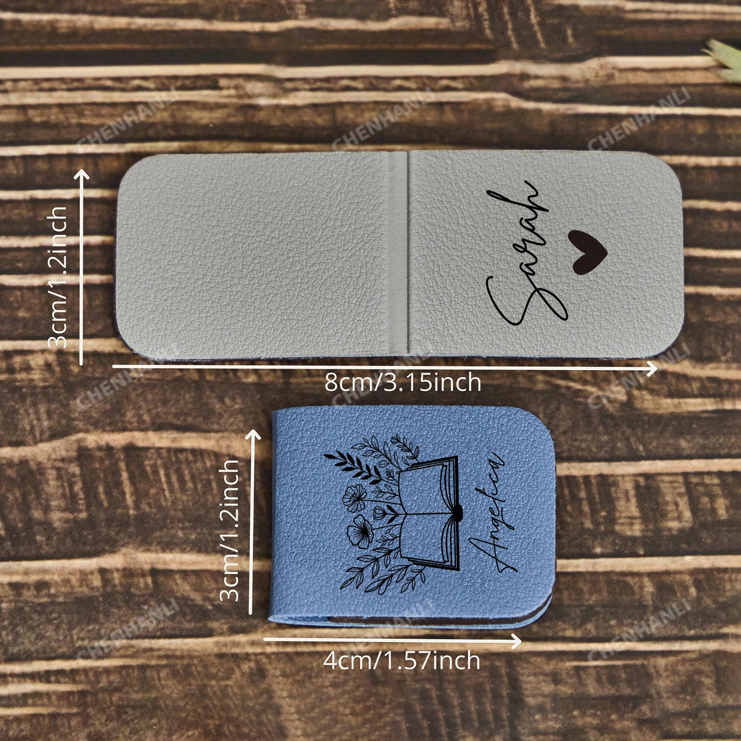 Custom PU Leather Magnetic Bookmark Personalized Name Single-Sided Print Unique Book Accessory Birthday Gift for Book Lovers