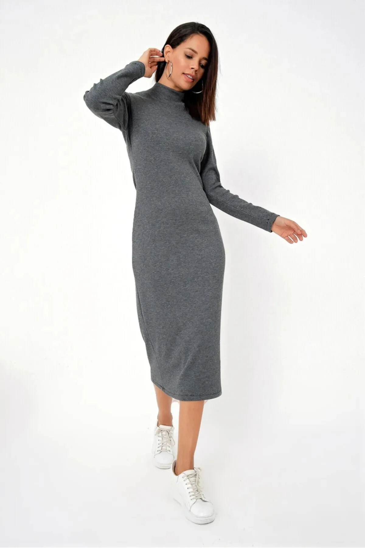 Camisole Turtleneck Anthracite Dress