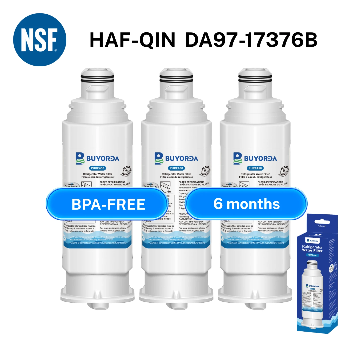 

DA97-17376B DA97-08006C HAF-QIN HAF-QIN/EXP Сменный фильтр для воды для холодильника, совместимый с моделями Samsung RF23M8070SG