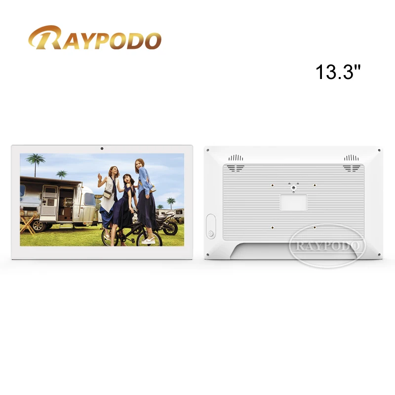 Raypodo-حامل لوحي صناعي ، شاشة عرض لافتات رقمية ، متعدد اللغات ، أندرويد 11 ، RK3566 ، 13.3"