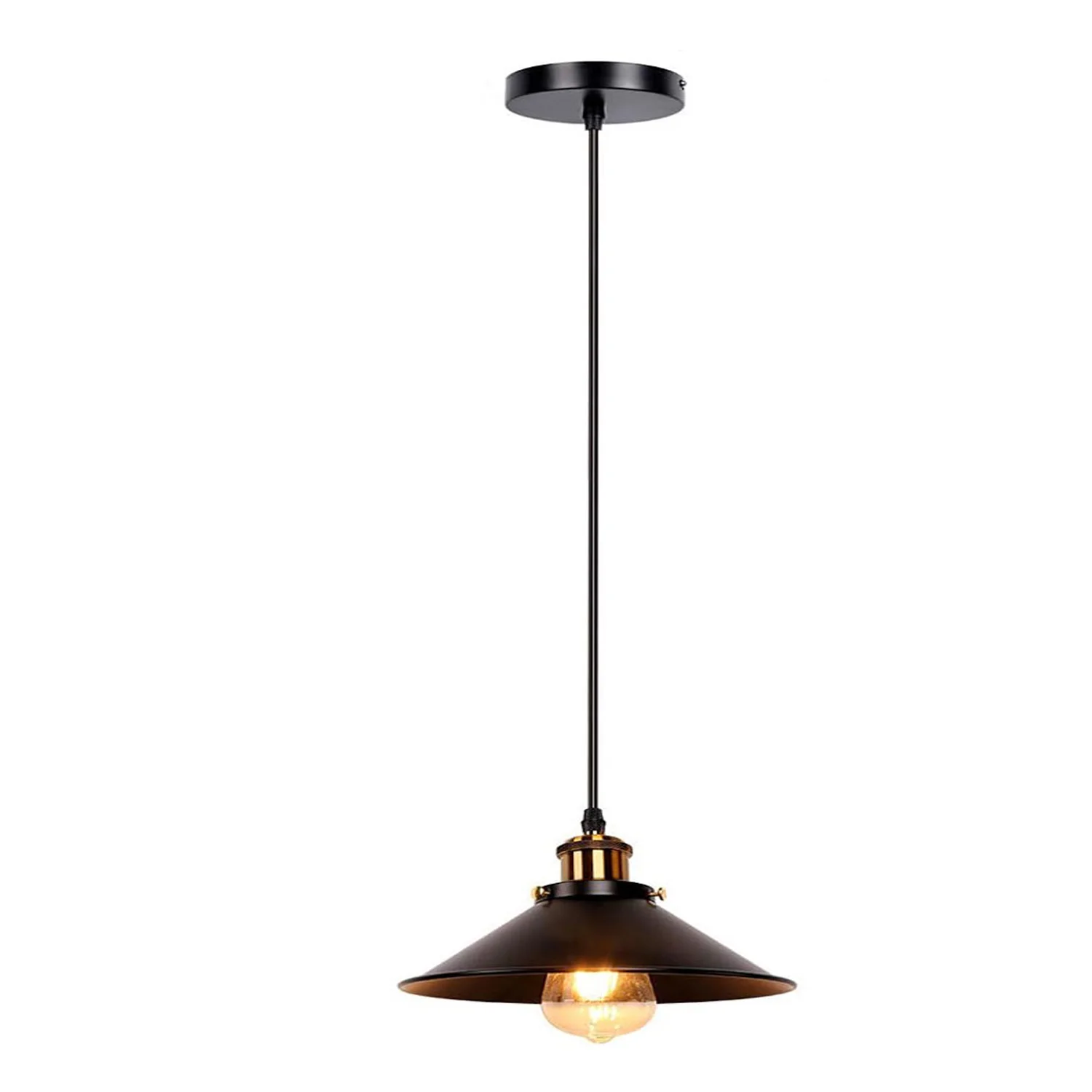 Noir Vintage rétro suspension fer Loft parapluie cuisine barre pendentif plafonnier pour salon salle à manger