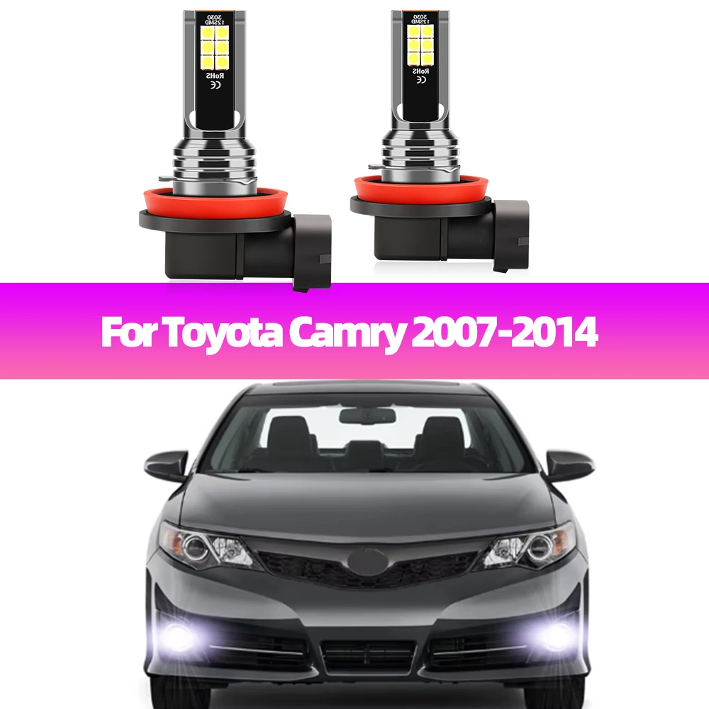 

2Pcs For Toyota Camry 2007 2008 2009 2010 2011 2012 2013 2014 LED Fog Lamp Bulbs 12V Car Front Fog Light 6000K White Auto Lights