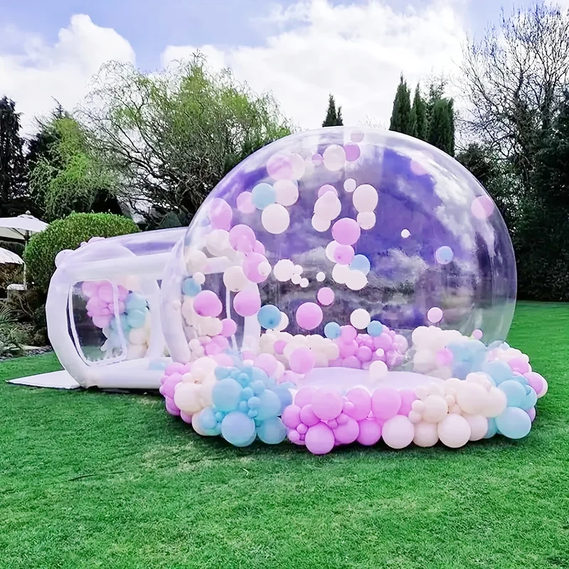 

UK 10FT-3m Inflatable Clear Bubble House Camping Tent Commercial Grade PVC Balloon House with Blower&Pump For Kids Party Rental