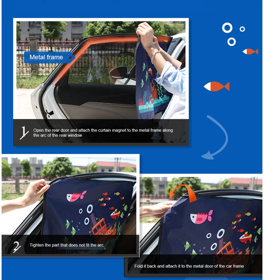 Magnetischer Vorhang im Auto Fenster Sonnenschutz Abdeckung Cartoon Universal Seitenfenster Sonnenschutz UV-Schutz für Kinder Baby Kinder – Detail 10