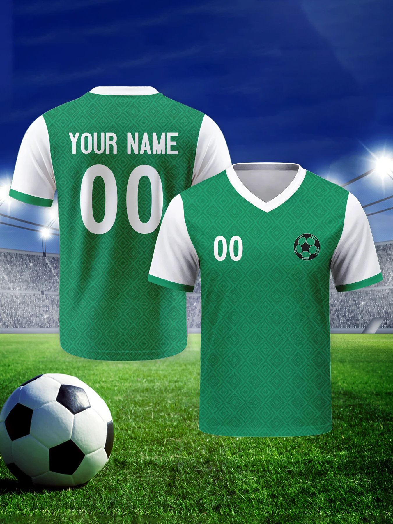 

Custom Soccer Jersey Personalized Football Jersey with Logo Name Number Green White Soccer Team Shirt for Women Men Youth