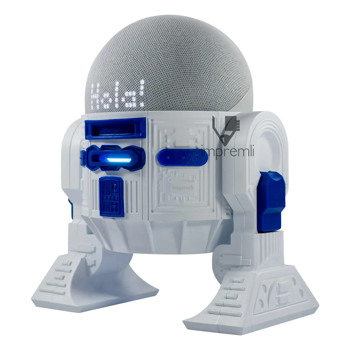 Soporte Rus-T1 Impremli para bocinas inteligentes (Blanco/Azul) compatible con Alexa Echo Dot, HomePod Mini, Google Home Mini y más