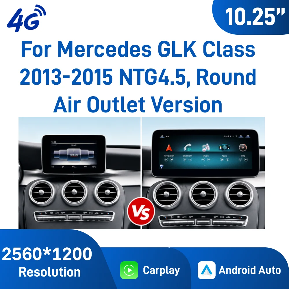 For Mercedes GLK Class 2013-2015 NTG 4.5, Round Air Outlet Version, 10.25 Inch Android 13 Car Navigation, Car head unit