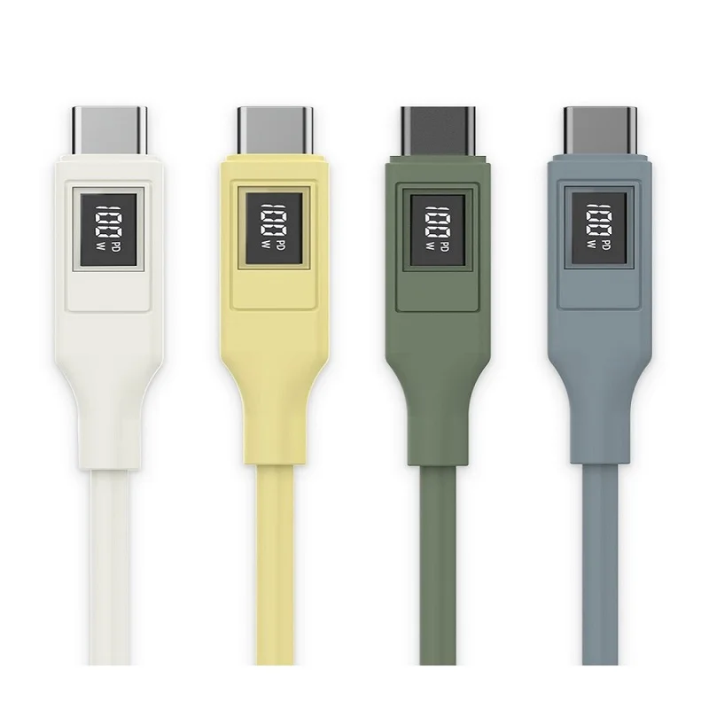 [1 + 1] 100W color LCD PD CtoC ultra fast charger cable C type fast charging cable E-Marker chip built-in