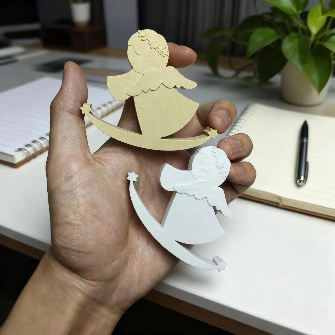 Rocking Angel Figurine, Cute Wobbling Cherub Decor, Aesthetic Desk Ornament for Home Office, Unique Gift for Angel Lovers