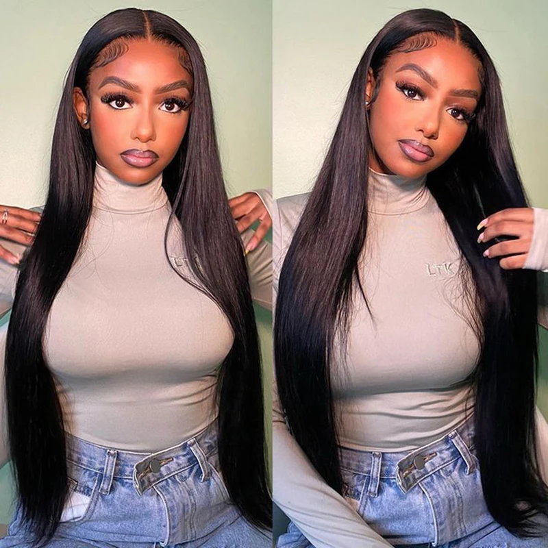 

30 Inch Straight Lace Front Wigs Human Hair Pre Plucked with Baby Hair Glueless 180% Density 13x4 HD Lace Frontal Human Hair Wig