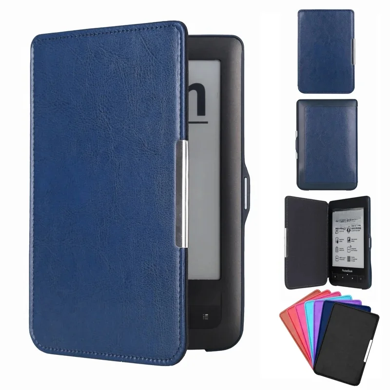 Skórzane etui do PocketBook Basic 2 Lux Touch 614/615/624/625/626/622/623 e-reader Ebook Funda Capa klamra magnetyczna okładka książki — zdjęcie produktu 7