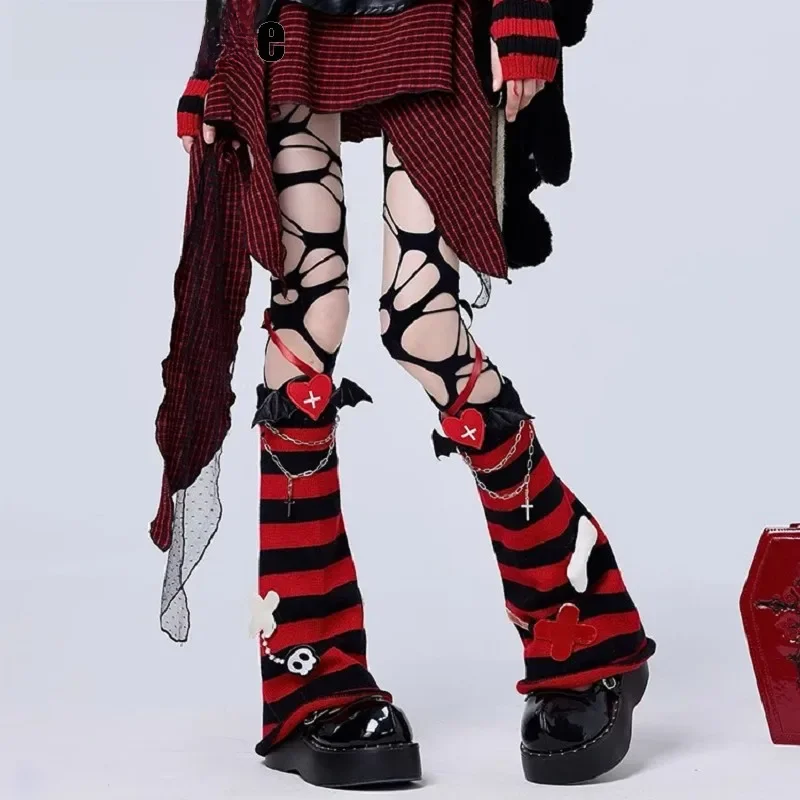Femmes Rock Harajuku Steampunk fourrure jambière Y2K fille gothique Rivet métal Spike fausse fourrure bottes couvre Streetwear jambières