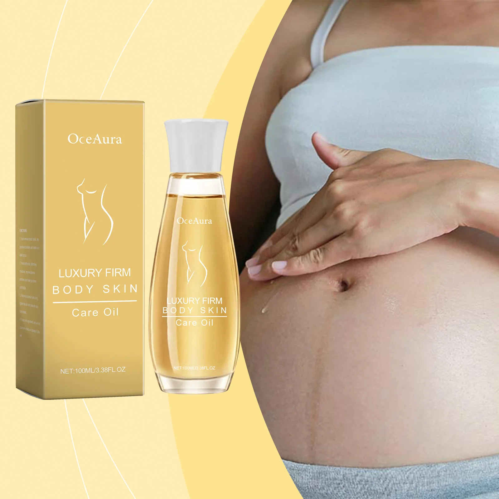 

Oceaura 100ml Skin Care Oil For Pregnancy Gentle Massage Care Remove Stretch Marks Moisturizing Soft Firm Pregnant Skin Care Oil