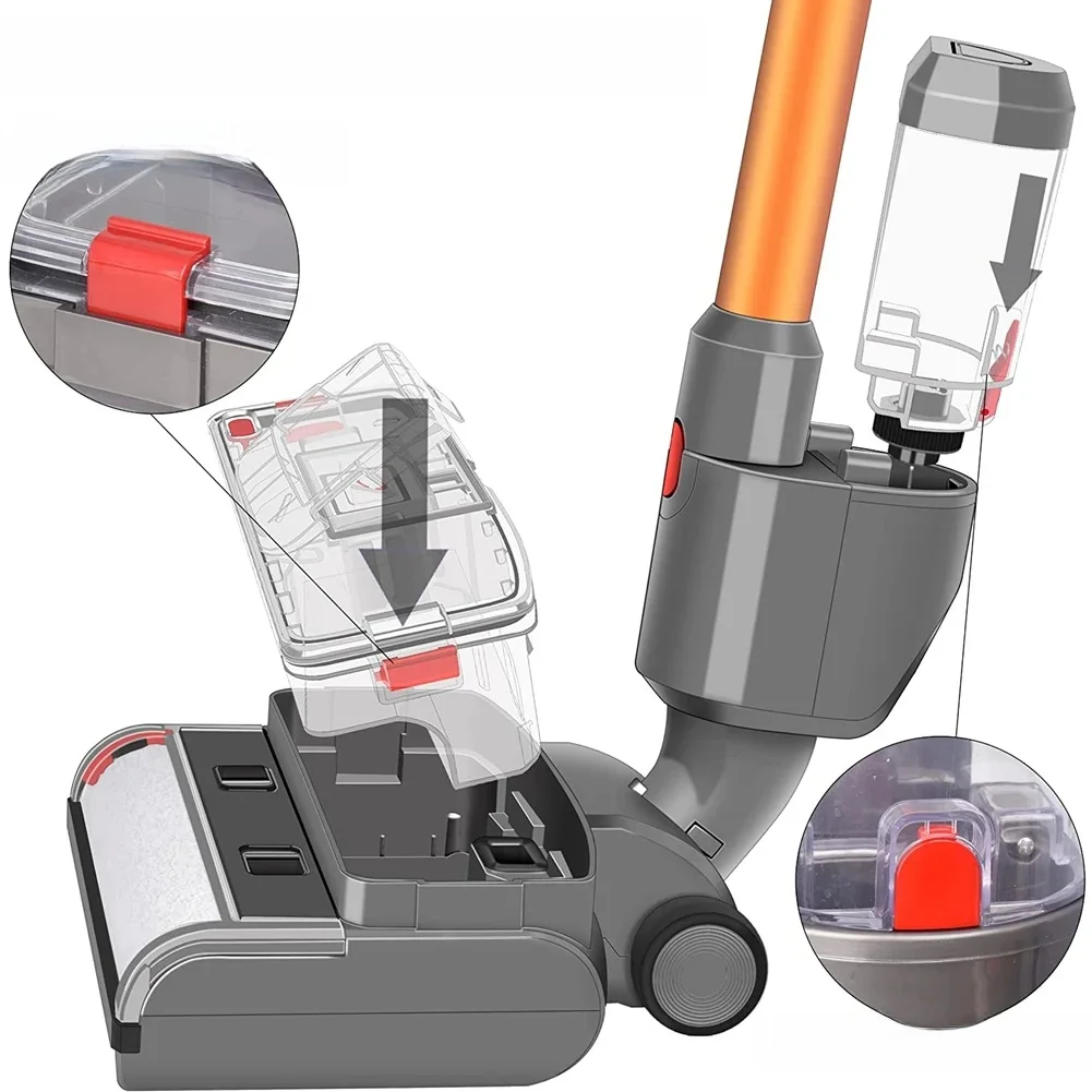 Nieuwe natte en droge schrobborstels voor Dyson V15 V11 V10 V8 V7 elektrische bezemkoppen, uitgerust met reinigings- en rioleringtanks - afbeelding 2