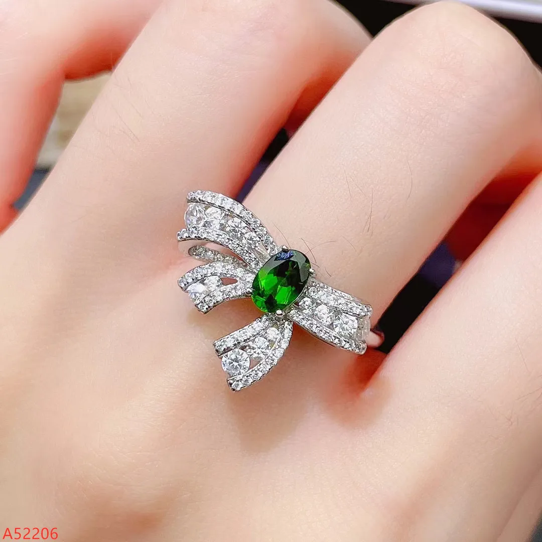 

Fine Jewelry 925 Sterling Silver Natural Diopside Gemstone Women's Mini Ring Marry Got Engaged Party Girl Gift Commemorate New