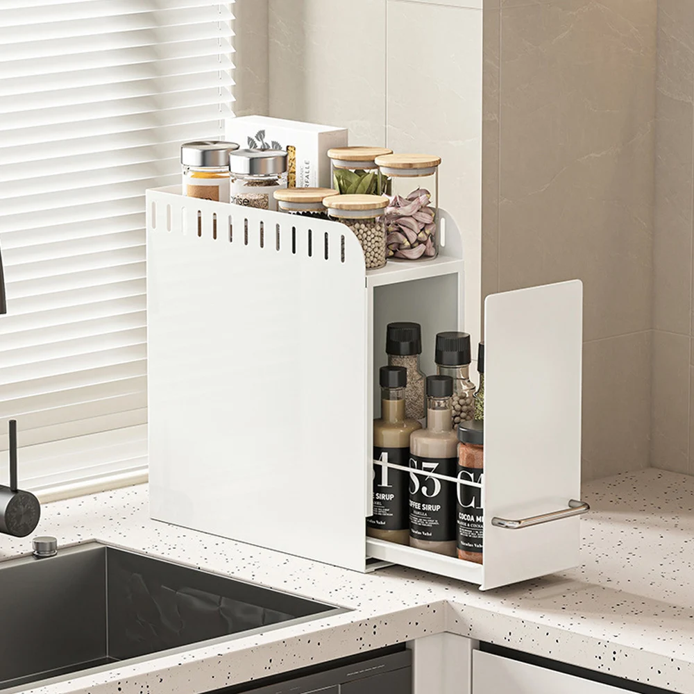 Kitchen storage shelf W01 steel sliding sink kitchen clearance box niche for all-use storage