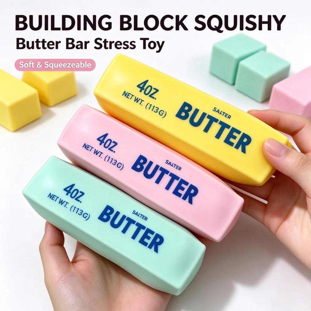 Fidget Sensory Crunch Ball Simulation Butter Bar Sound Control Vent Toy Creative Stress Relief Pinch Toy Anxiety Relief Sensory Fidget Toy Novelty Birthday Gift Choice Daily Surprise Goodies Party Favors for Kids Adults