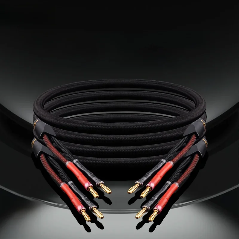 Een paar HiFi luidsprekerkabels, high-end audioversterkerkabel, zuiver zuurstofvrij koper met 24K gouden bananenstekker Y-stekkerkabel - afbeelding 2