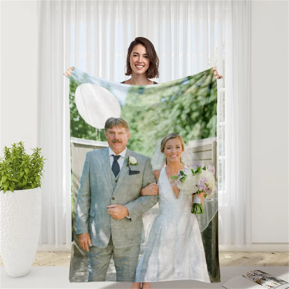 Personalized Photo Blanket Father of the Bride Blanket Picture Blanket With Text Fathers Day Gift Wedding Anniversary Gift