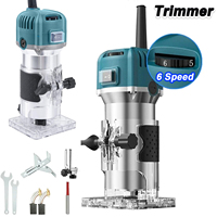 800W Electric Trimmer Machine 6-Speed 30000rpm Woodworking Milling Engraving Hand Wood Edge Router Trimmer Home DIY Power Tools