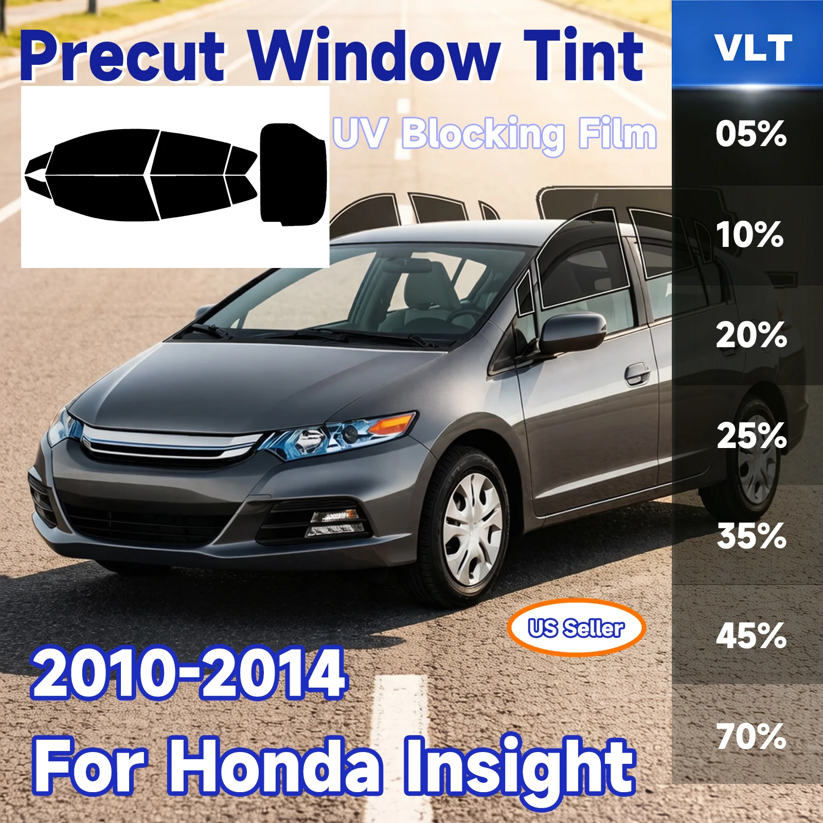 

Предварительно нарезанная тонировочная пленка для окон, защита от солнца, конфиденциальность, защита от разрушения стекла, 2-слойная пленка, комплект для тонировки стекол для Honda Insight 2010-2014