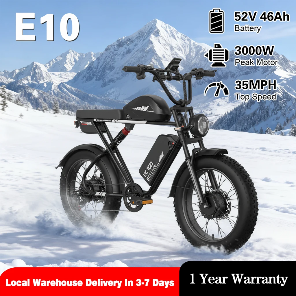 

MOBELO E10 E-Bike: 52V Dual Motors, 35MPH, 160Miles Range - Perfect Commute Choice