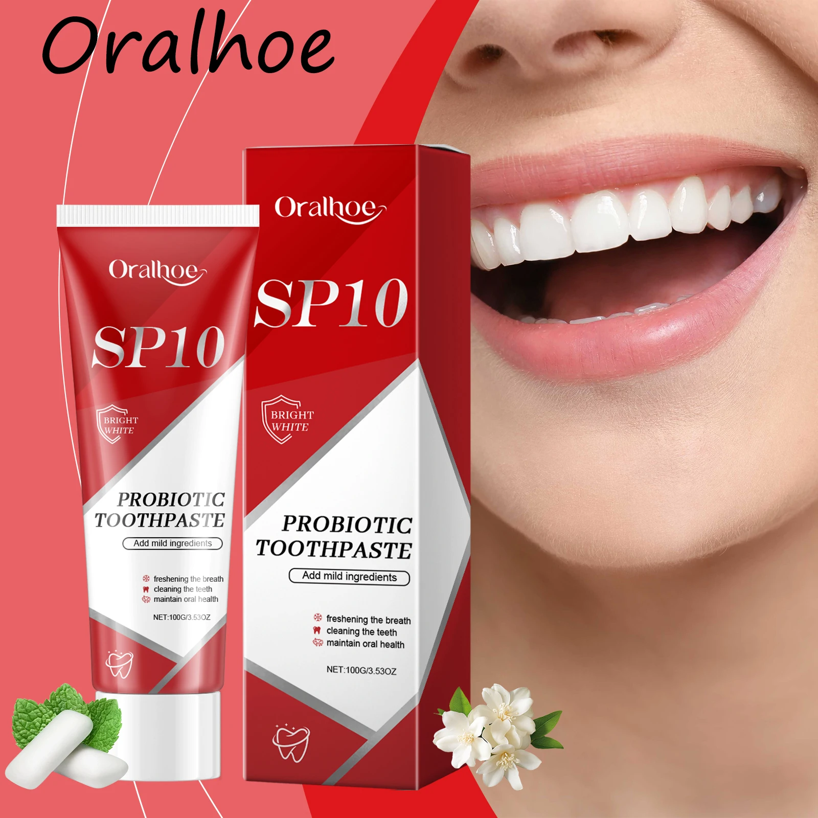 

Осветляющая зубная паста с пробиотиком Oralhoe, мятный аромат, защита десен, удаление стойких пятен, успокаивающий дискомфорт, зубная паста для ухода за полостью рта