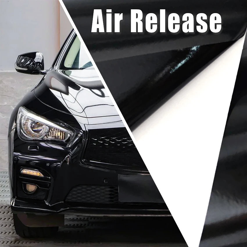 30x100/150/200 cm Premium High Glossy Retro Black Car Wrap Vinyl | Professional Vehicle Exterior Wrapping Film Foil Roll