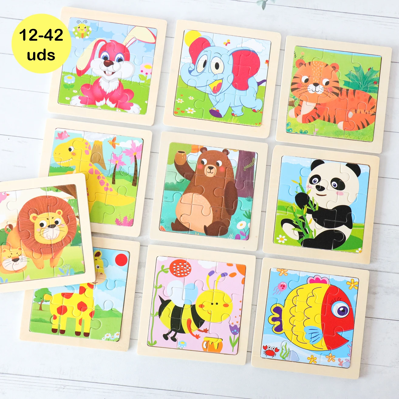 Lote de 12 a 42 unidades de puzzle infantil, puzzle de animales, juegos de animales para niños, Regalos de cumpleaños infantil, Regalos niños clase colegio, Detalles para invitados comunion, Detalles de boda originales, Recuerdos bautizo, Regalantes Store